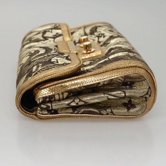 LOUIS VUITTON Monogram Brocade Tari Clutch Bag Gold M93142 LV Auth 106316S - Picture 4 of 14